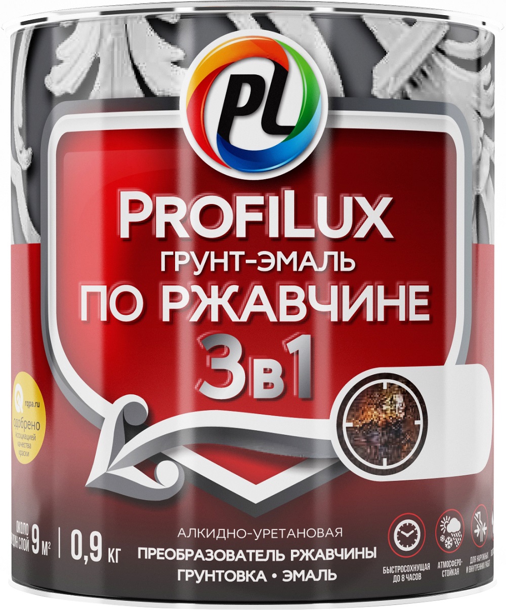 Грунт-эмаль по ржавчине 3в1 PROFILUX серая полуматовая (0,9кг) — цена в  Старом Осколе, купить в интернет-магазине, характеристики и отзывы, фото